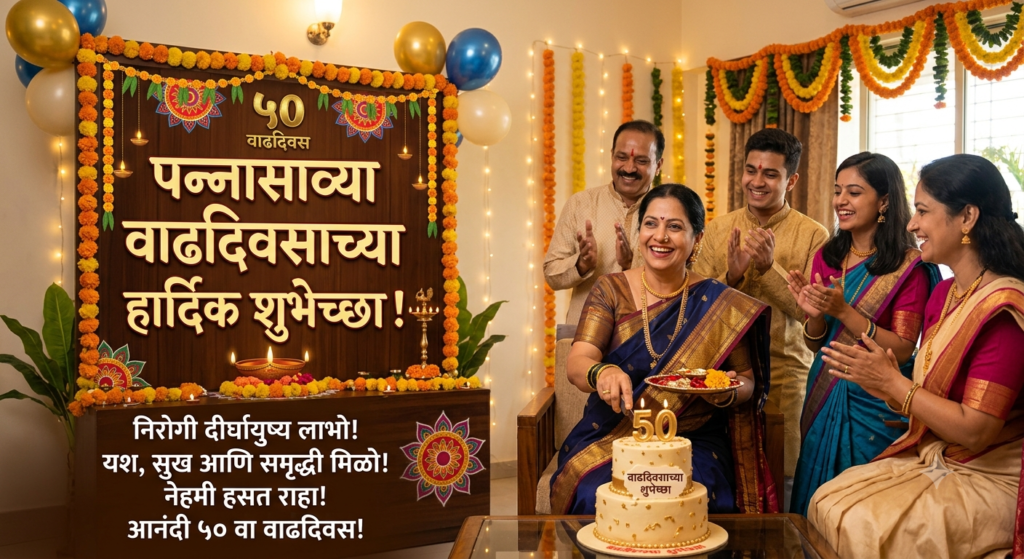 130+ 50th Birthday Wishes in Marathi – Ultimate, सुंदर, भावूक आणि खास शुभेच्छा 2026 50th birthday wishes in marathi